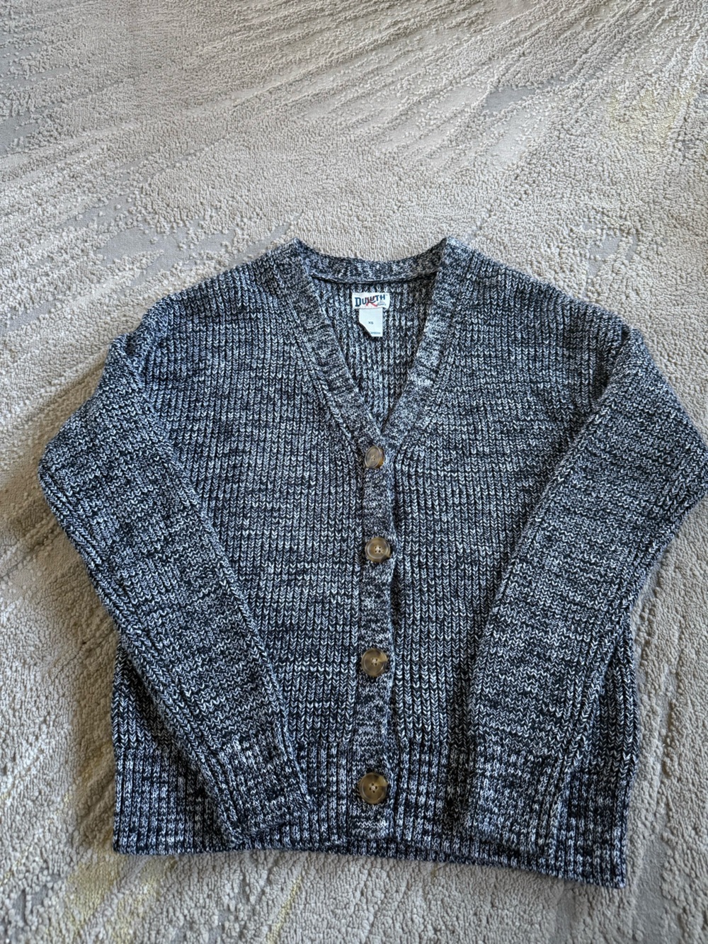Duluth Trading Heritage button front sweater Cardigan black white v neck XS